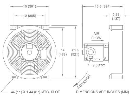 Fan Model F16H Drawing