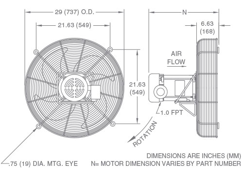 Fan Model F24H Drawing