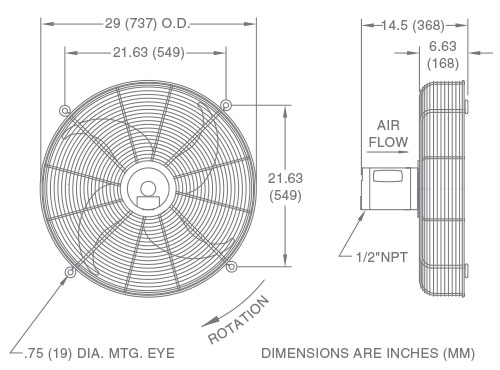 Fan Model F26D Drawing