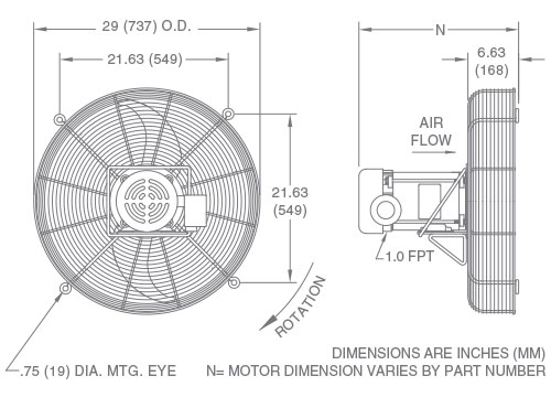 Fan Model F26H Drawing